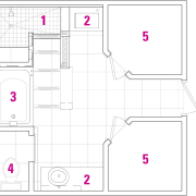 View of master bedroom layout. - View of angle, area, design, drawing, floor plan, line, product design, white