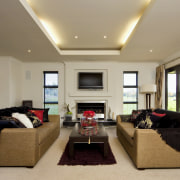 With two seperate living areas, the Venice provides ceiling, estate, home, interior design, living room, property, real estate, room, window, orange, brown