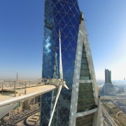 The new Bahrain world Trade Centre meets up building, daytime, landmark, metropolitan area, sky, skyscraper, tower, blue