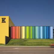 Exterior view of the Edcouch-Elsa Fine Arts Centre architecture, building, daytime, facade, sky, yellow, blue