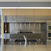 View of kitchen which features quartersawn red oak cabinetry, countertop, cuisine classique, interior design, kitchen, gray