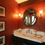 Image of recently remodelled bathroom by NKBA Chicago. bathroom, home, interior design, room, suite, red