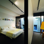 View of a bedroom in the Hue apartment architecture, ceiling, house, interior design, room, black, gray