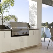 The great outdoors is even more inviting with floor, interior design, kitchen, gray