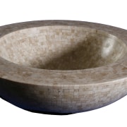 Image of handcrafted stone vessel sinks from Red bathroom sink, sink, tableware, white