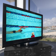 Take it to the edge LG Electronics provides computer monitor, display advertising, display device, electronic device, flat panel display, lcd tv, led backlit lcd display, media, multimedia, screen, sky, technology, television, television set, black, teal