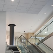 Images of the new ceilings at Auckland International architecture, ceiling, daylighting, glass, handrail, interior design, gray