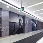 Image of the new Auckland Airport terminal which glass, interior design, gray