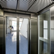 Shindler Lifts NZ supplied and installed seven moving architecture, ceiling, daylighting, glass, window, black