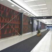 Images of the international terminal at Auckland Airport. architecture, ceiling, interior design, lobby, white, black