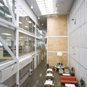 Images of the interior of the Office Max architecture, daylighting, white, gray