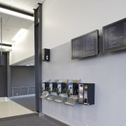 View of Auckland Airport's new international terminal where product design, technology, gray, white