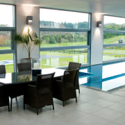 Indoor pool comtempary country house. - Indoor pool chair, furniture, interior design, real estate, table, window, gray