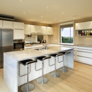 View of kitchen which has been designed by cabinetry, countertop, cuisine classique, interior design, kitchen, real estate, orange, white