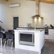 View of kitchen designed by Sheryl Stuart of countertop, cuisine classique, home appliance, interior design, kitchen, property, real estate, room, gray, white