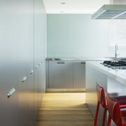 View of the contemporary Italian kitchen with Varenna architecture, ceiling, countertop, daylighting, floor, flooring, glass, hardwood, house, interior design, kitchen, product design, room, wood, wood flooring, white, gray