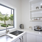 White laminate kitchen silestone Blanco Zeus Benchtops. home, interior design, kitchen, property, real estate, window, gray, white