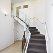 This project, developed by NZ built, focuses on architecture, ceiling, daylighting, floor, flooring, handrail, hardwood, home, house, interior design, property, real estate, stairs, wood, wood flooring, gray