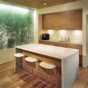 Kitchen and dinning area of the office. - architecture, ceiling, countertop, floor, flooring, furniture, hardwood, interior design, kitchen, real estate, table, wood, wood flooring, brown