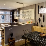 View of a remodelled kitchen which is adjacent countertop, interior design, kitchen, room, black, brown