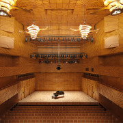 Interior view of the theatre within the MTC architecture, ceiling, interior design, lighting, wall, wood, brown