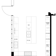 View of floor plans for kitchen - View area, black and white, diagram, font, line, product design, structure, text, white