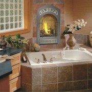 Image of bath tub which features Bed &amp; bathroom, countertop, flooring, home, interior design, room, tile, brown, gray
