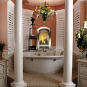 Image of bath tub which features Bed &amp; bathroom, interior design, room, brown, gray