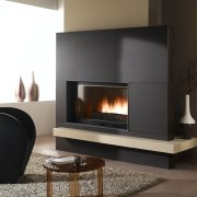 View of heat-efficient fireplace with cherry blossom surround fireplace, hearth, heat, home appliance, product design, wood burning stove, black