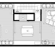 View of architectural plans designed by Ken Leung area, black and white, design, drawing, floor plan, font, line, line art, product design, structure, text, white