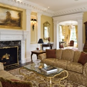 View of a lounge with sofas, coffee table, ceiling, estate, furniture, home, interior design, living room, property, real estate, room, wall, brown, gray