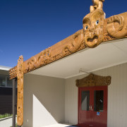 Images of Te Whanua O Tupuranga School, which architecture, facade, roof, sky, wall, blue