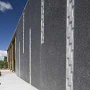 Exterior view of Tupuranga school which was designed architecture, building, facade, house, line, sky, structure, wall, gray, black