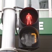 Image of the beautiful Auckland City. - Image light fixture, lighting, signaling device, traffic light, black, white