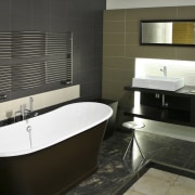 Image of bathroom designed by Architects and Designers bathroom, floor, interior design, property, room, sink, black