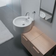 Image of bathroom designed by Lacava who specialise angle, bathroom, bathroom accessory, bathroom cabinet, bathroom sink, bidet, ceramic, plumbing fixture, product, product design, sink, tap, toilet seat, gray