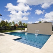 View of a fibreglass pool by Mayfair Pools backyard, estate, facade, home, house, leisure, property, real estate, residential area, swimming pool, villa, white