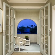 View of hallway with the patio in the ceiling, floor, home, interior design, wall, window, orange, brown