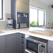 Image of work done  by W Mattson cabinetry, countertop, home appliance, interior design, kitchen, kitchen appliance, kitchen stove, major appliance, microwave oven, real estate, gray, white