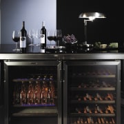 View of the Vintec Transtherm wine cabinet. - gas stove, home appliance, kitchen appliance, kitchen stove, major appliance, black