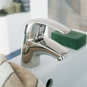 View of a bathroom which features a basin plumbing fixture, product, product design, tap, gray