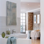 View of a bathroom which features products available bathroom, floor, home, interior design, tap, wall, window, gray