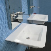 View of a bathroom which features Italian designed bathroom, bathroom sink, bathtub, bidet, ceramic, plumbing fixture, product, product design, sink, tap, toilet seat, teal