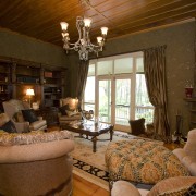 View of living area with exotic furnishings, original ceiling, estate, home, interior design, living room, property, real estate, room, brown, red