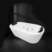 Image of a freestanding bathtub available from 7 bathroom sink, bathtub, black and white, plumbing fixture, product, product design, black