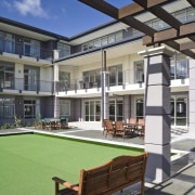 Exterior view of Summerset by the Park retirement apartment, architecture, condominium, estate, house, mixed use, property, real estate, residential area, black