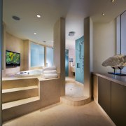 View of master bathroom with shower enclosure with architecture, ceiling, home, interior design, real estate, room, suite, brown, gray
