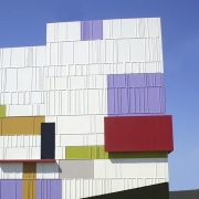 View of a commercial building designed by Archidiom architecture, building, commercial building, corporate headquarters, elevation, facade, home, house, real estate, residential area, sky, blue, white