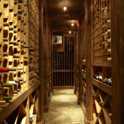 A wine Cellar view Features Floor-to-ceiling natural wood wine cellar, winery, red, brown