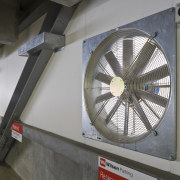 View of air conditioning and ventilation system at machine, wheel, gray, black